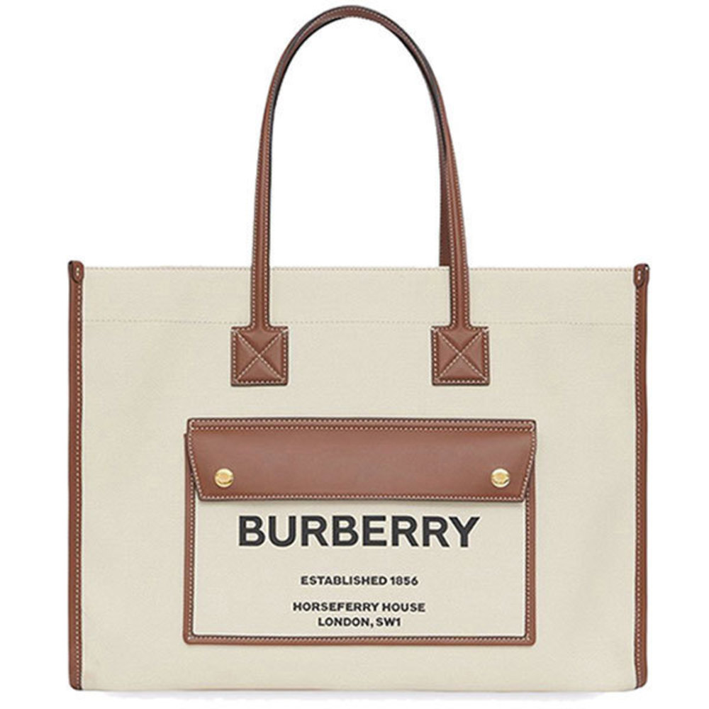 Burberry Outlet Canvas Tote Bag Brown